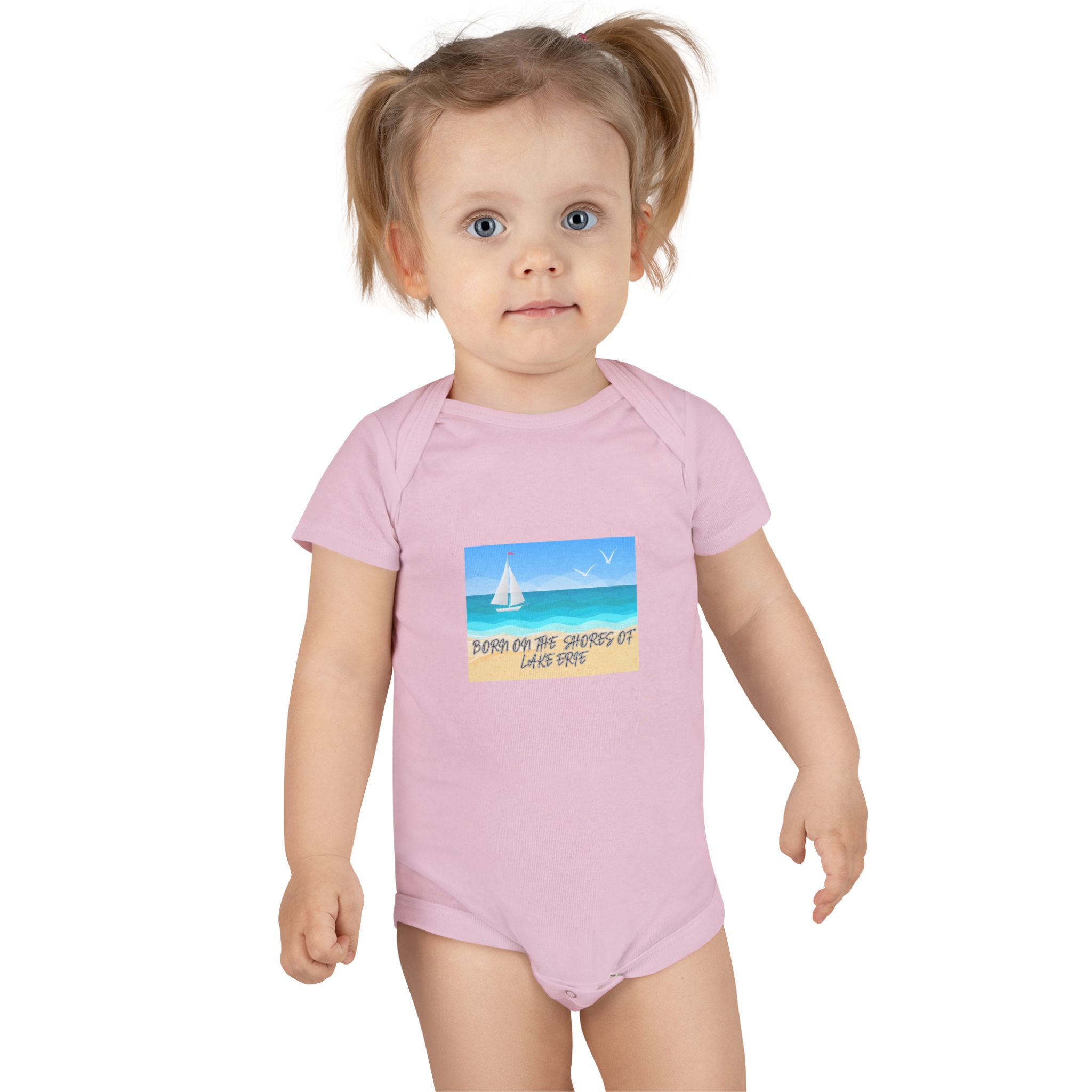 Born on the Shores of Lake Erie Baby Onesie 3 Born on the Shores Baby Onesie