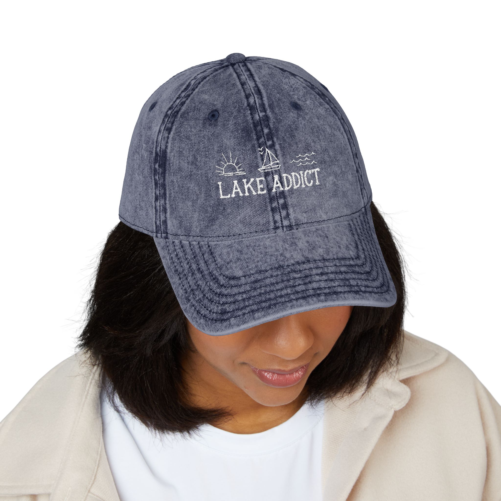 Lake Addict Embroidered Vintage Cap 3 Lake Addict Embroidered Vintage Cap