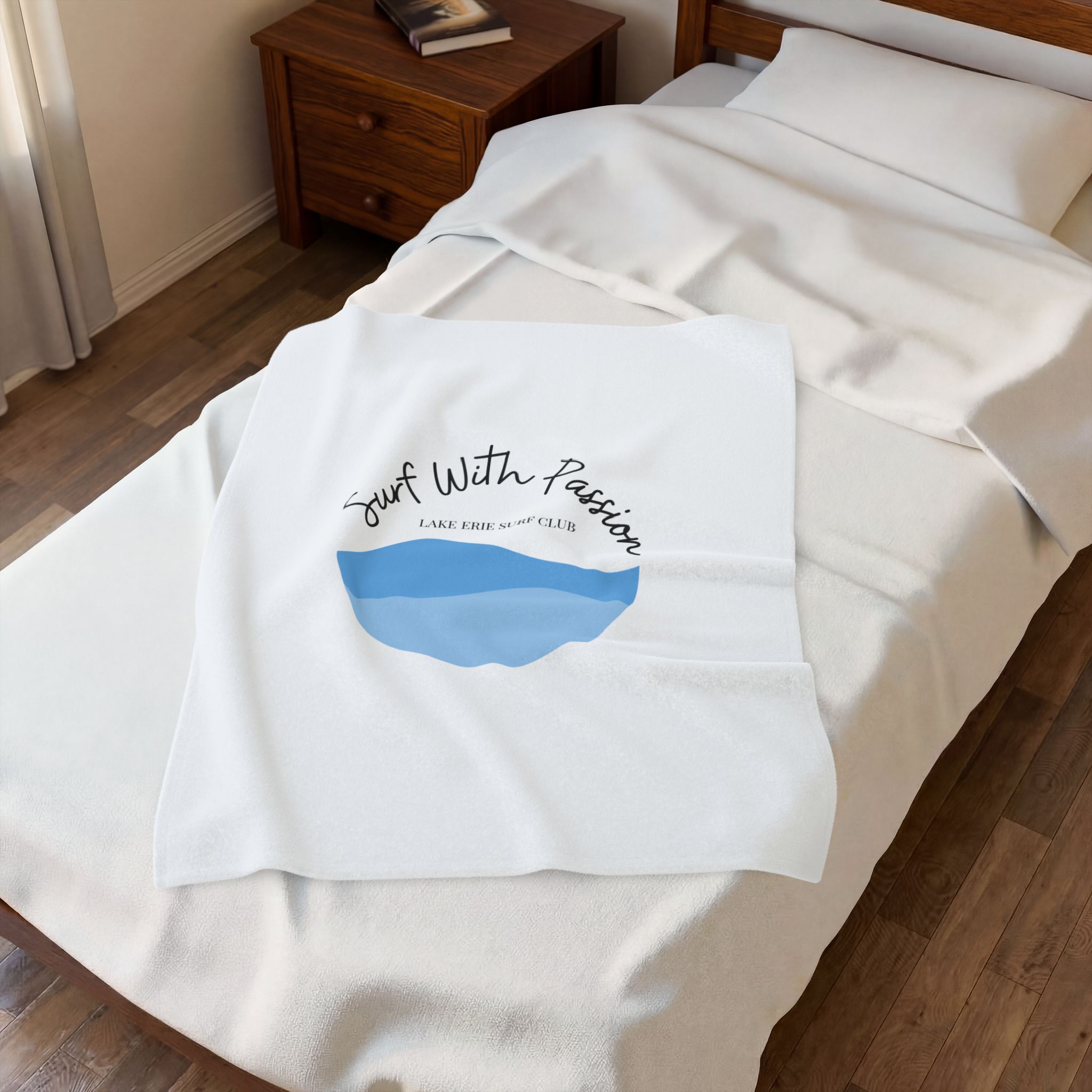Surf With Passion Velveteen Plush Blanket - Lake Erie Surf Club 7 Lake Erie Surf Club Plush Blanket