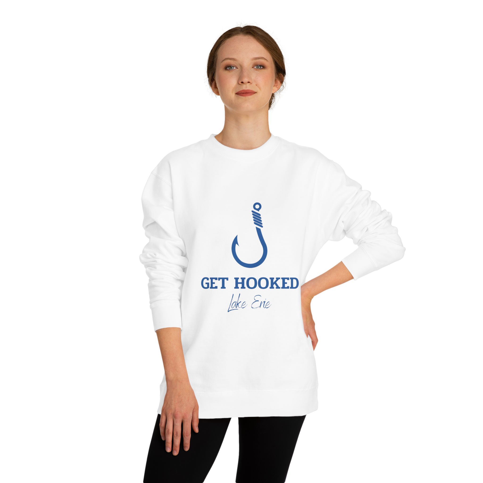 Get Hooked Lake Erie Sweatshirt — Fishing Crewneck 4 Get Hooked Lake Erie Crewneck, White