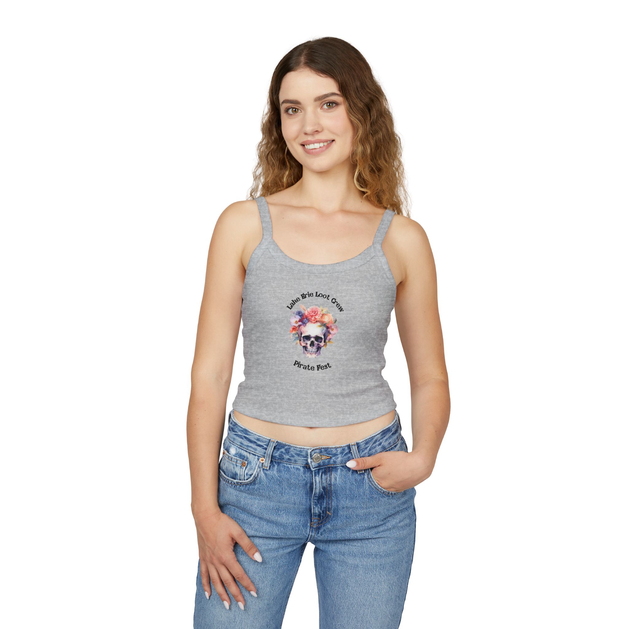 "Lake Erie Loot Crew" Women's Spaghetti Strap Pirate Fest Tank Top 11 Lake Erie Loot Crew Pirate Fest Tank