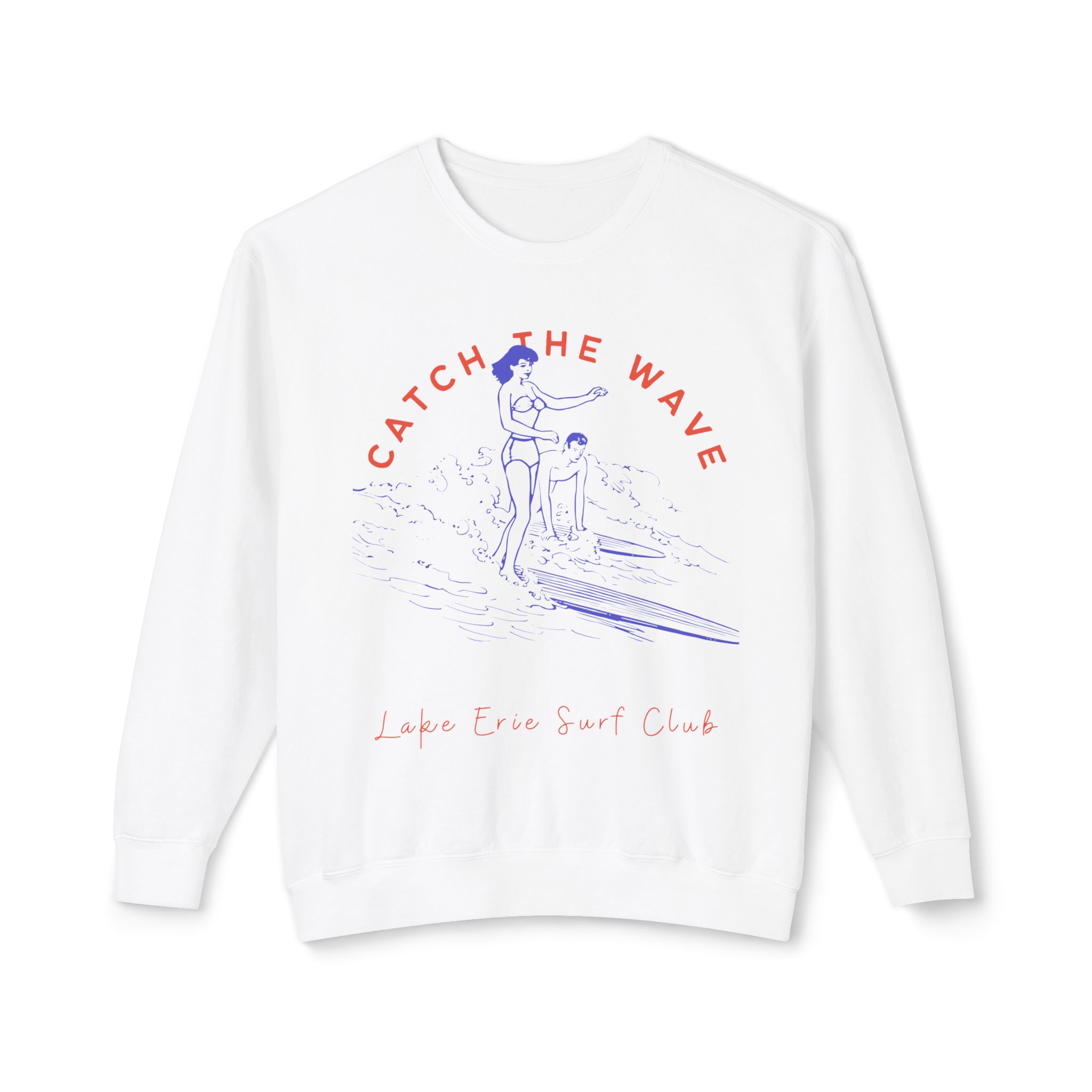 "Catch the Wave" Crewneck Sweatshirt Surf Club Graphic 1 Catch the Wave Crewneck Sweatshirt
