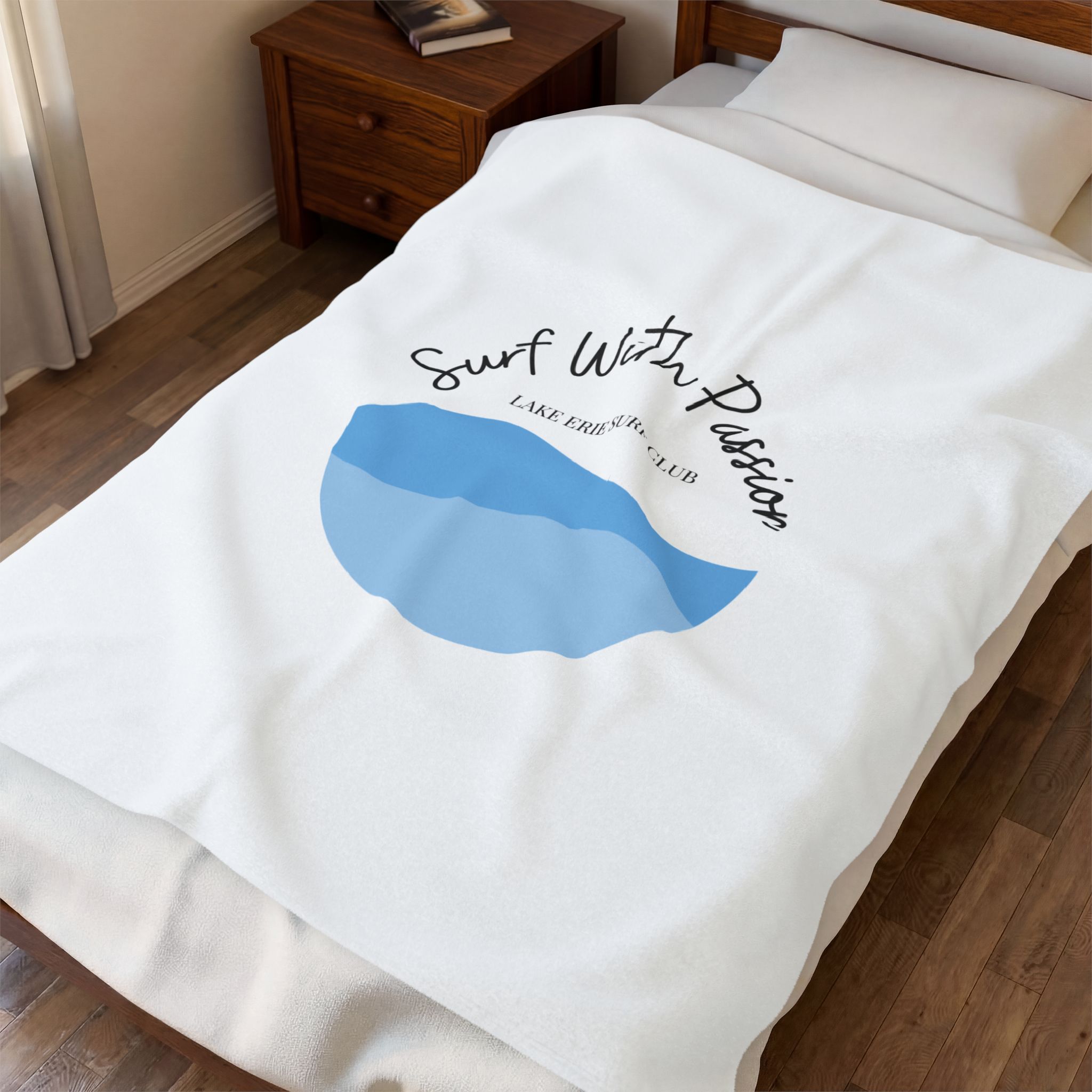 Surf With Passion Velveteen Plush Blanket - Lake Erie Surf Club 3 Lake Erie Surf Club Plush Blanket